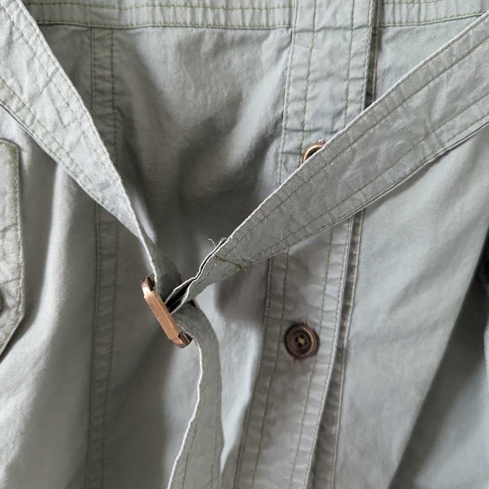 Amir Military-Inspired Belted Shirt Dress - Size 4 Green Cotton Gorpcore Fall - Picture 5 of 13